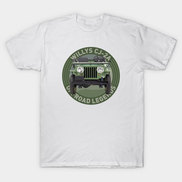 4x4 Offroad Legends: Willys CJ-2A T-Shirt by OFFROAD-DESIGNS